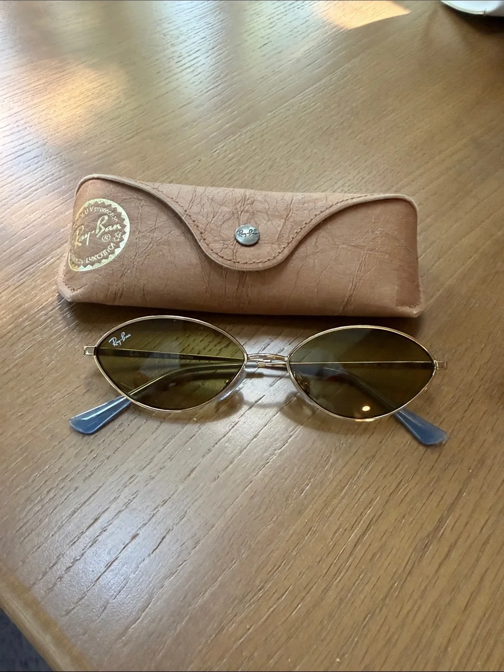 Ray-Ban Gold Frame Sunglasses with Olive Green Lenses